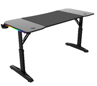 Bureau d'écriture de bureau à domicile robuste de conception personnalisée, bureau de jeu noir pour joueur, table d'ordinateur de jeu avec RGB et tiroir