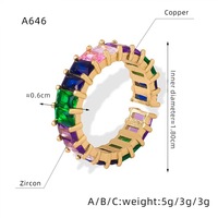 Bague unisexe tendance en laiton plaqué or 18 carats avec pierres précieuses multicolores, style bohème, pour mariage, anniversaire, fête ou usage quotidien