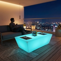 CAIQI Lampe de sol lumineuse en forme de table basse, lumière blanche chaude, en PVC, avec interrupteur, design contemporain