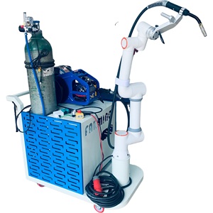 Robot de soudage MIG MAG pulsé 6 axes FR5 avec chariot en acier doux, moteur et boîte de vitesses, système de positionnement automatique pour bouteille de gaz - Product Image 1