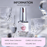 Hanyi 15ml Gel Polish Naturel Vegan Sheer Collection 24 Couleurs Couvrance Modulable pour Chaque Teint Gel Polish Personnalisé OEM