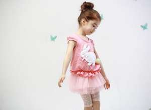 Vêtements pour enfants en gros, t-shirt princesse à manches courtes avec imprimé lapin pour filles, provenant d'un fournisseur chinois - Product Image 6