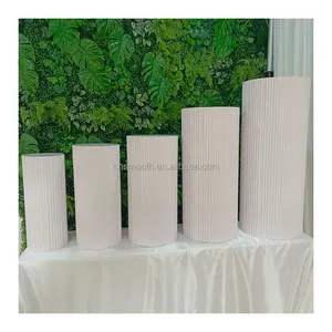 5pcs impilabile rotondo pieghettato onda cilindro zoccolo matrimonio compleanno decorazione colonna in metallo torta Display plinto Stand