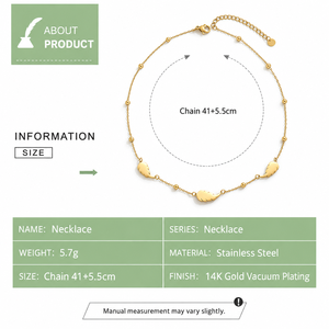 Collar de Acero Inoxidable con Baño de Oro de 14K, Diseño de Hoja Curva, Joyería con Cadena - Product Image 4