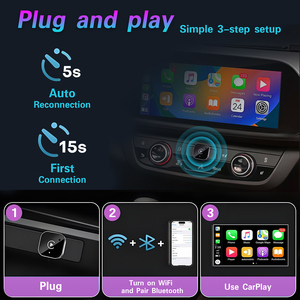 <span class=keywords><strong>Adaptateur</strong></span> CarPlay sans fil 2-en-1 Plug&Play compatible avec les systèmes automobiles intelligents VW Toyota <span class=keywords><strong>Nissan</strong></span> Honda Ford Benz - Product Image 3