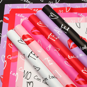 Papel de Regalo Reciclable con Diseño de Flor Española Roja, Romántico, de Alta Gama, para Manualidades, Ramos de Flores y Regalos - Product Image 4