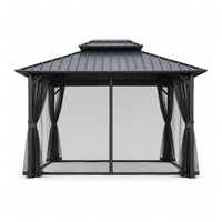 Pergola en aluminium haute résistance avec toit rigide ventilé, système de drainage, résistante aux intempéries, pour terrasse de villa