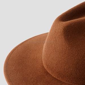 Cinta personalizada al por mayor mujeres OEM Vintage corona superior sombrero Fedora de lana para las señoras adultas logotipo personalizado pesca - Product Image 6