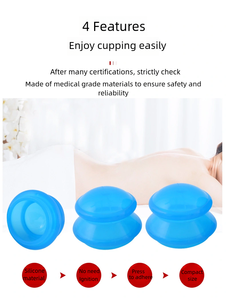 Frasco de ventosas de silicona duradera, juegos de terapia de ventosas de 4 tamaños, silicona para anticelulitis, desintoxicación, masaje miofascial - Product Image 2