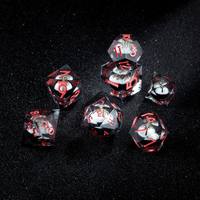 Ensemble de dés professionnels DND en résine nébuleuse à noyau liquide, 7 pièces, à bords vifs, polyédriques, pour jeux de table et collectionneurs