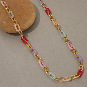 यूरोपीय और अमेरिकी क्रॉस-बॉर्डर गहने स्टेनलेस स्टील डोपामाइन रंग श्रृंखला हार ग्रीष्मकालीन ट्रेंडी रचनात्मक डिजाइन हार - Product Image 4