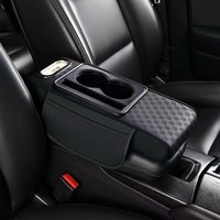 Repose-bras de voiture multifonctionnel en cuir double couche avec coussin 3D en relief, porte-mouchoirs et boîte de rangement, ajustement universel