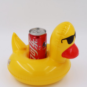 Inflatable Duck Beverage Holder With Sunglasses Design Floating Cup <b>Cooler</b> For Swimming Pool Outdoor Use PVC <b>Material</b> Unisex - Product Image 4
