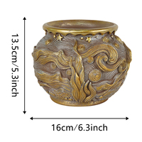 Pot de fleurs en résine Van Gogh Nuit étoilée en relief, récipient floral de bureau, décoration de table pour la maison, ornement de jardin d'intérieur