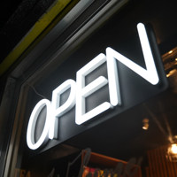 Enseigne néon LED personnalisée avec logo, directement de l'usine, pour magasin, centre commercial, bar, lumière blanche, enseigne ouverte