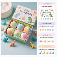 Coffret Cadeau de 6 Bombes de Bain pour Enfants sur le Thème des Dinosaures avec Jouets Surprise, OEM, Marque Privée, Vente en Gros