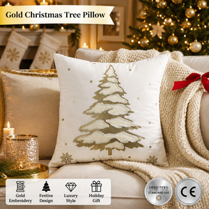 Aodu Goldbesticktes Weihnachtsbaum-Dekokissen Festliches Plüsch-Sofakissen für Feiertage Großhandel Fabrik - Product Image 1