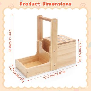 Wooden Figurine Storage Rack With Handles Magnetic <b>Speaker</b> Display Desktop Doll Organizer For Kids Toys Storage - Product Image 4