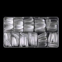 500 faux ongles ovales français en acrylique transparent préformés, couvrance totale, pointes d'ongles artificielles