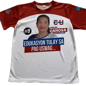 T-shirt promotionnel personnalisé pas cher pour hommes, 120 g/m², blanc, 100 % polyester, fabriqué en Chine, pour campagne électorale - Product Image 1