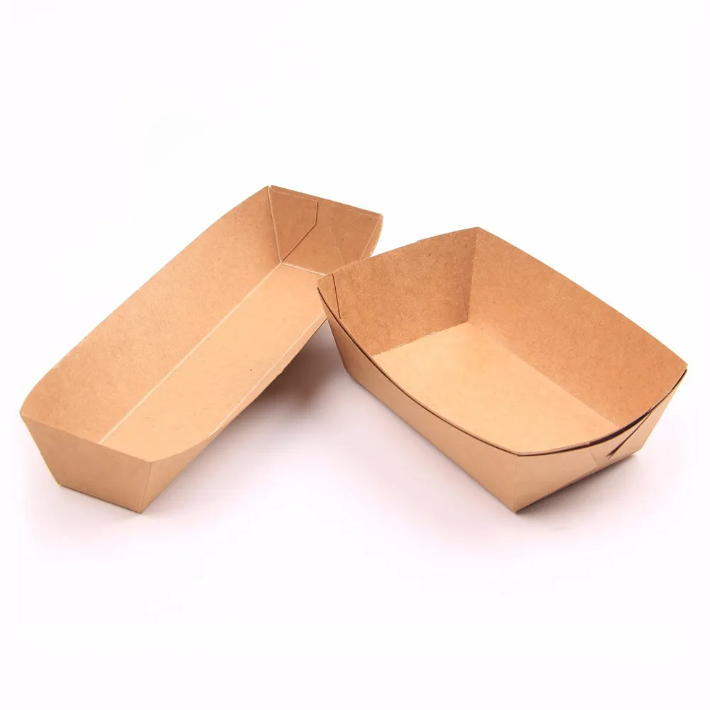 Reciclado comida caliente bandeja de papel desechable papas fritas caja biodegradable comida