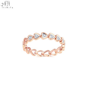 Nueva Colección de Joyería al por Mayor, Diseño de Corazón, Oro Rosa Sólido de 18K, Diamantes Naturales Reales, Anillo Apilable - Product Image 4