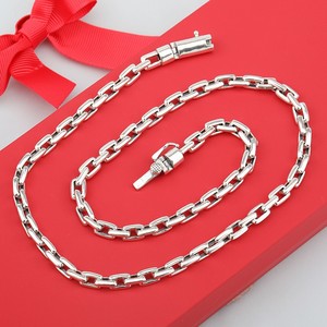 6mm Punk gioielli moda liscio semplice catena a maglie 925 in <span class=keywords><strong>argento</strong></span> Sterling bracciale collana per gli uomini - Product Image 5