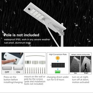 Sản phẩm mới ngoài trời không thấm nước tất cả trong một 80 watts năng lượng mặt trời dẫn ánh sáng đường phố Phụ Kiện Giá bán buôn - Product Image 6