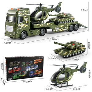 Dwi Dowellin Military Tank Helicopter Transporter 3 en 1 Semi Carrier Car Army Toys avec lumières et sons pour enfants - Product Image 5