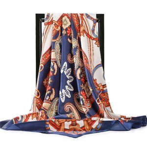 High Quality Retro <strong>Paisley</strong> Totem 90x90 cm <strong>Scarves</strong> Imitated Silk Satin <strong>Scarf</strong> - Product Image 3
