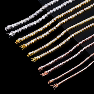 Collar de Moissanita Redonda de Corte Brillante de 16/18/20/22/24 Pulgadas para Hombre y Mujer, Cadena de Tenis Estilo Hiphop, Plata 925, Oro Rosa, Oro Amarillo - Product Image 2