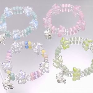 Trendy Fantasy Popcorn Cracked <b>Crystal</b> Beads <b>Bracelet</b> Butterfly Charm Gradient Color Women Friendship <b>Bracelets</b> Jewelry Gift - Product Image 3