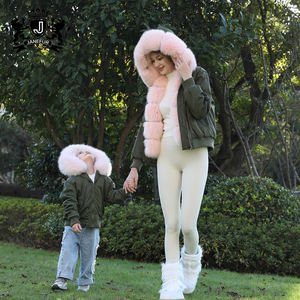 Cappotti con cappuccio in <span class=keywords><strong>pelliccia</strong></span> invernale da <span class=keywords><strong>bambina</strong></span> vestiti caldi Bomber antivento invernale per mamma e bambini - Product Image 2