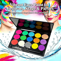 Palette de maquillage professionnelle UV 15 couleurs pour le visage et le corps, activée à l'eau, lavable