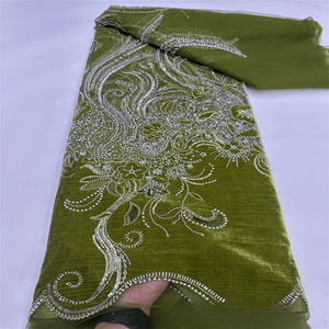 Ren Sequins chắp vá nhung vải đính cườm thêu vải váy cưới vải - Product Image 5