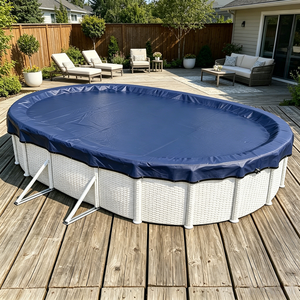 Couverture de <span class=keywords><strong>piscine</strong></span> professionnelle pour la protection hivernale des piscines hors sol, couverture anti-neige robuste en PE solide avec câble et treuil - Product Image 6