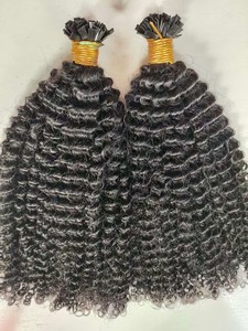 Extensioni per capelli ricci afro 12A brasiliane <span class=keywords><strong>100</strong></span>% cheratina, colore naturale, con punta a K, in capelli umani Remy, con punta piatta - Product Image 2