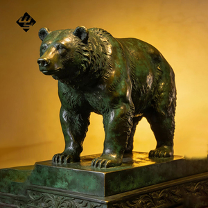 Sculpture d'ours brun en bronze grandeur nature pour décoration de jardin extérieur, statue animale en <span class=keywords><strong>laiton</strong></span> moulé, art paysager pour parc - Product Image 1