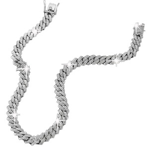 Collar de cadena cubana con diamantes de moissanita de lujo, chapado en oro de 14k, estilo hip-hop, para uso en clubes, de exportador indio, en venta. - Product Image 1