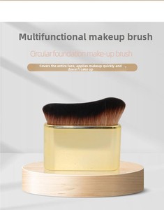 แปรงคาบูกิหัวแบนด้ามสั้นสีดำ สำหรับแป้งฝุ่นและรองพื้น - Product Image 3