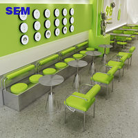 Conjunto de Mesa, Silla y Banco de Estilo Industrial SEM para Cafetería, Asiento de Acero Inoxidable, Combinación de Sofá para Hoteles, Muebles para Cafeterías