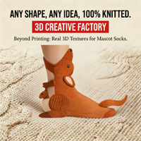Chaussettes 3D personnalisées en tricot, toutes formes, motif mascotte, chaussettes de chenille personnalisées, motif joey kangourou, pantoufles moelleuses exquises, cadeau confortable pour la maison, articles de bonneterie