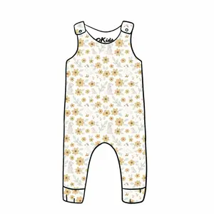 Pyjama en coton de bambou de haute qualité pour bébé, vêtements imprimés, salopette sans manches pour bébé