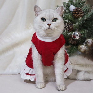 Robe de Noël à col roulé en polaire double face, avec nœud en strass glamour, pour animaux de compagnie, directement de l'usine. - Product Image 2