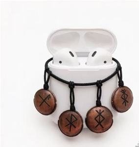 Collar con Colgante de Madera Maciza Tallada a Mano, Ecológico y Personalizado, Brazalete de Madera Maciza con <span class=keywords><strong>Runas</strong></span> Nórdicas Vikingas - Product Image 2