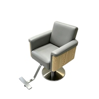 Nouvelle chaise de barbier ergonomique en cuir, style minimaliste, avec pompe hydraulique rotative et repose-pieds réglable