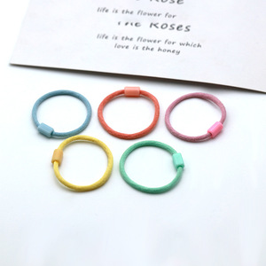 Korean Style <strong>Childrens</strong> Hair <strong>Tie</strong> Thin Elastic Rope Buckle Ponytail Holder Solid Color Daily Use Multicolor 5Pcs - Product Image 1