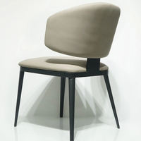 Chaise de salle à manger moderne française avec assise en cuir amovible, écologique, rembourrage haut de gamme, structure métallique robuste, mobilier de maison