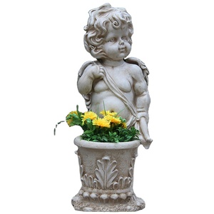 51.5cm di altezza all'aperto giardino francese pavimento in piedi vaso di fiori scultura dipinta Magnesia cupido angelo statua all'aperto francese - Product Image 1