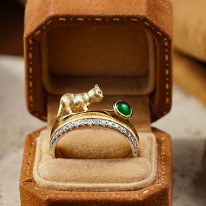 Aazuo Luxury 18K Solid Yellow Gold Real Diamond Natural Emerald High Quality Original Animal Ring <b>Gift</b> For Ladies Birthday Party - Product Image 4